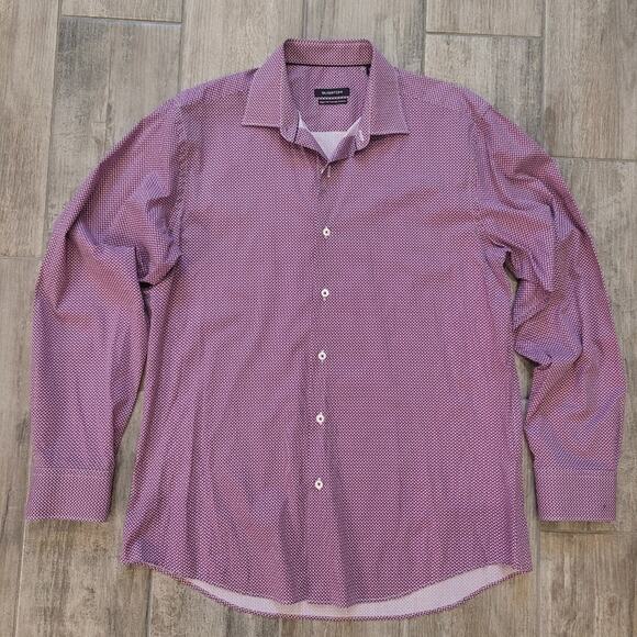Bugatchi Shirt Men's Size 15.5 / 39 Long Sleeve Collar Dress Button Up Purple - Picture 1 of 9